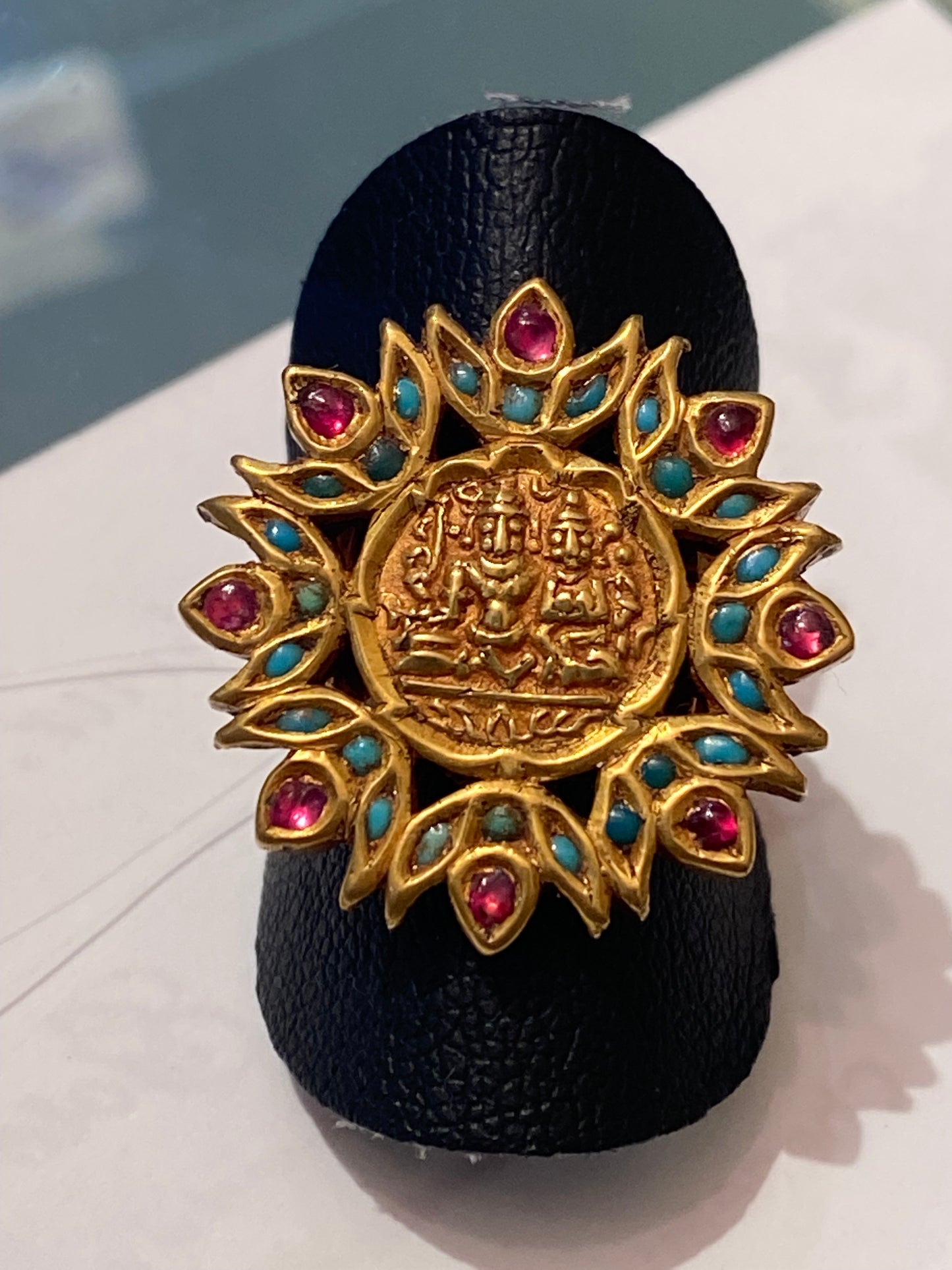 Bague ancienne Or 18cts rubis et turquoise