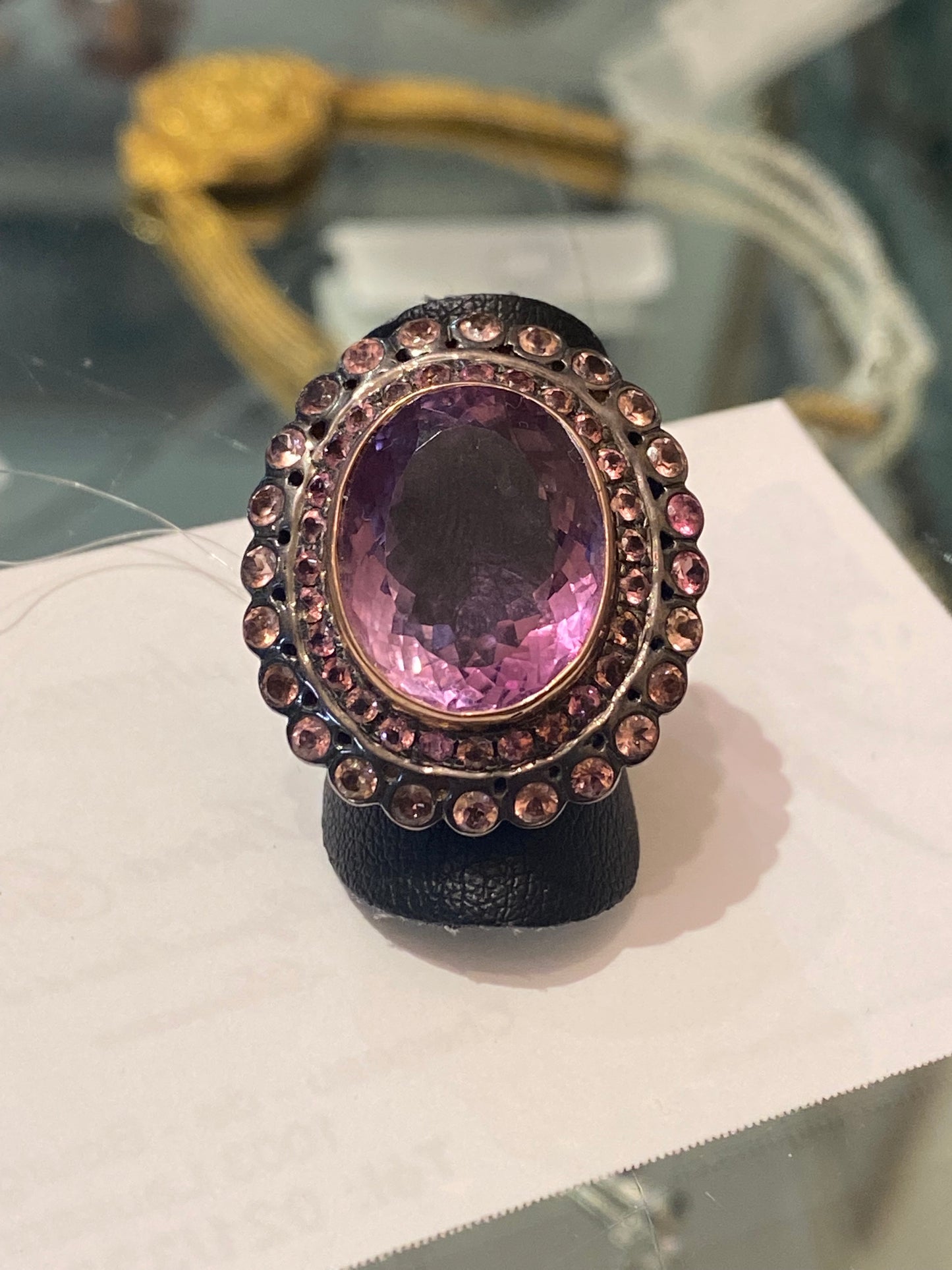Bague création en améthystes / rhodolites en argent doré
