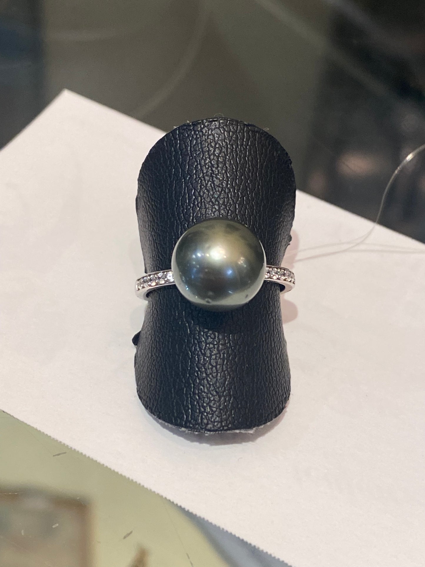 Bague perle de Tahiti/argent zirconias