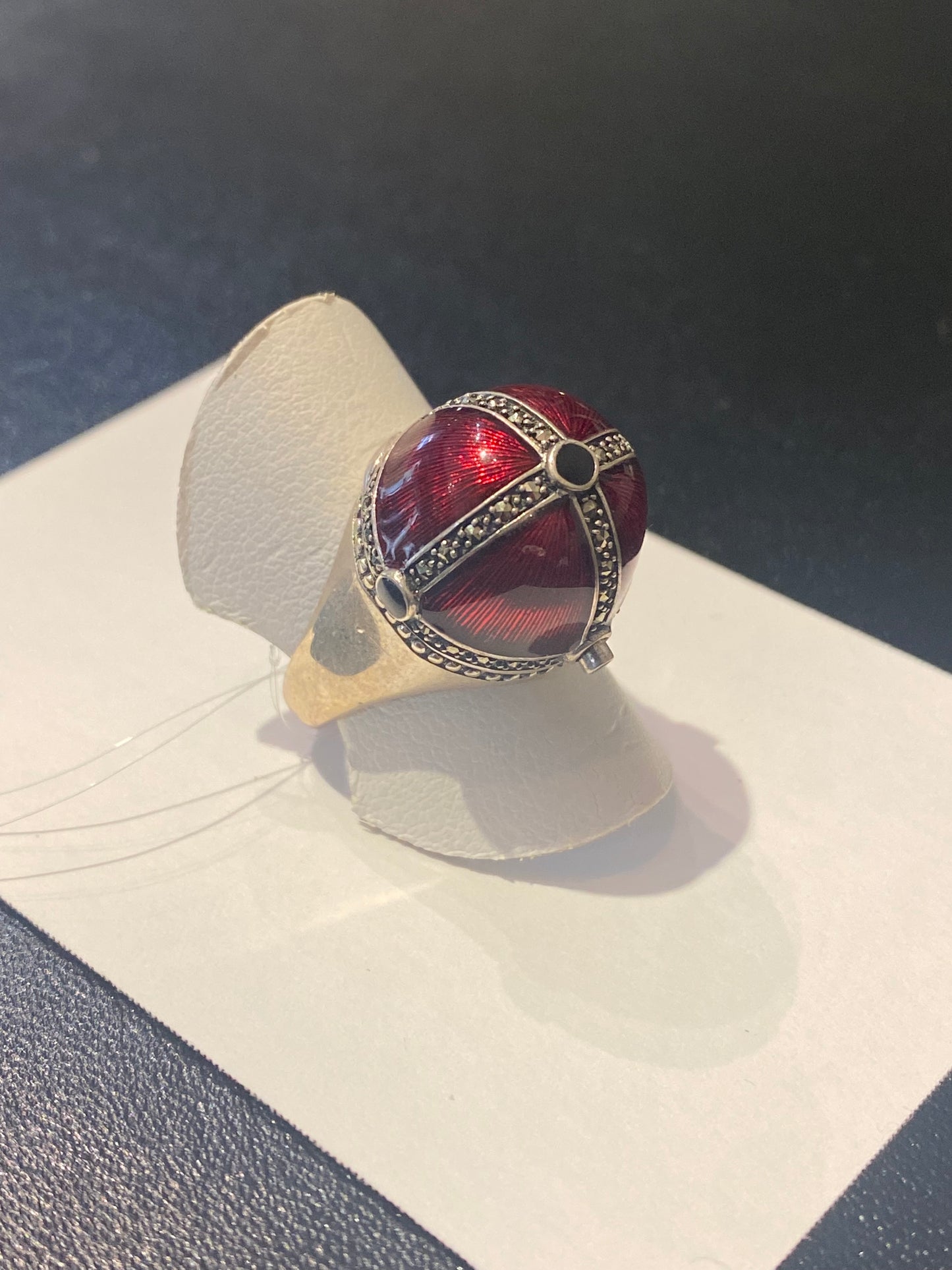Bague style art déco argent émaillé marcassite