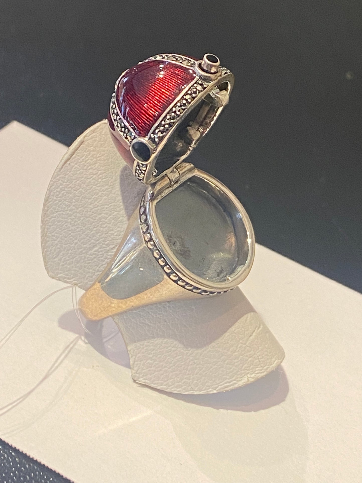 Bague style art déco argent émaillé marcassite