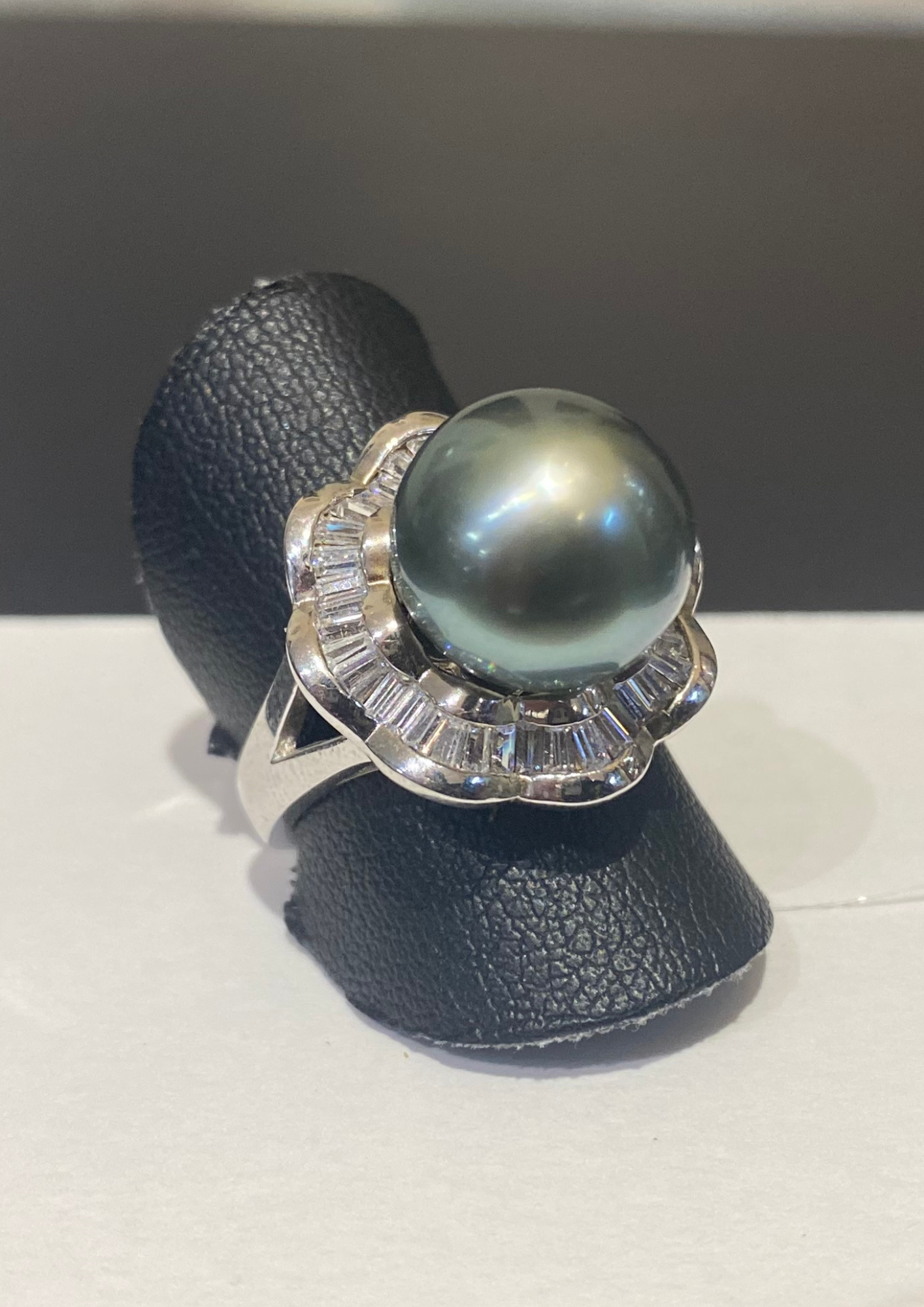 Bague perle grise argent zirconias