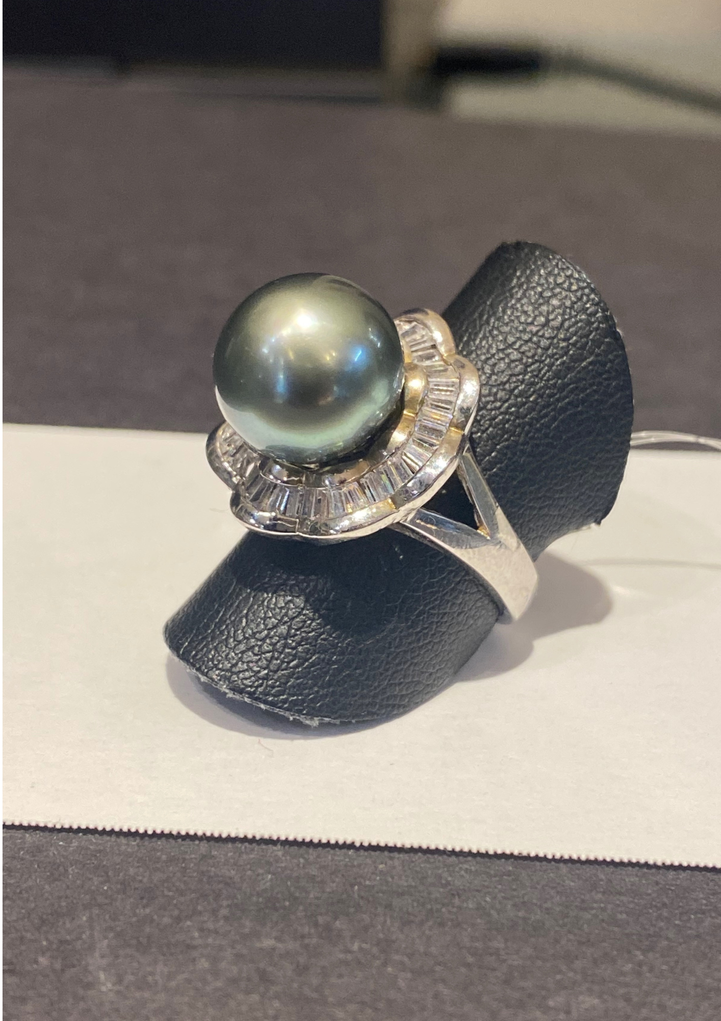 Bague perle grise argent zirconias