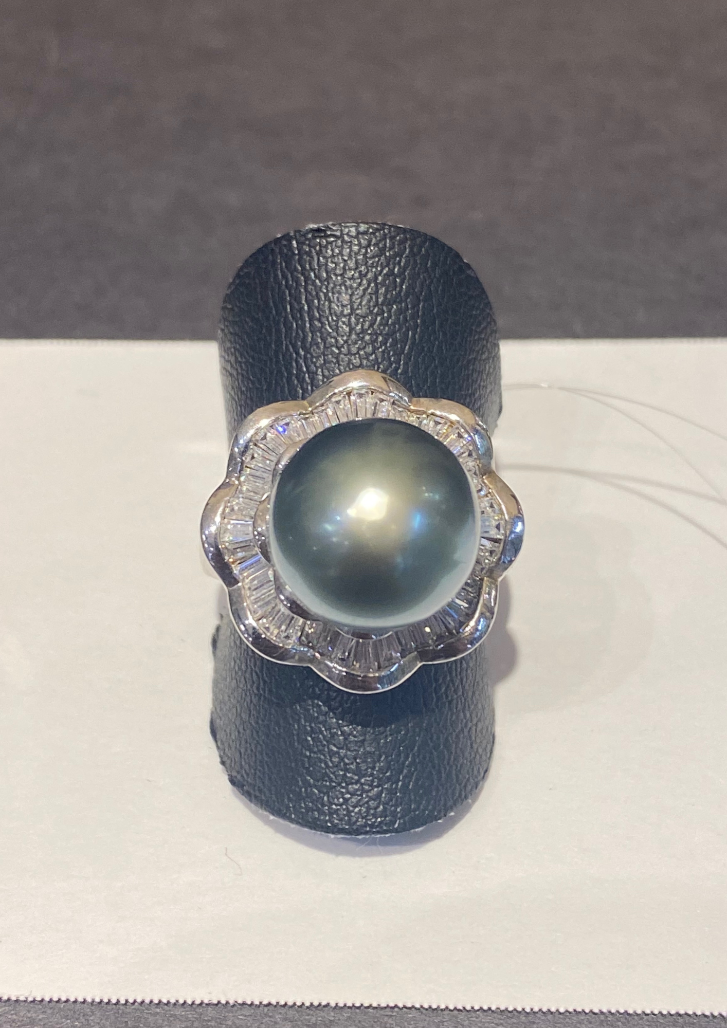 Bague perle grise argent zirconias