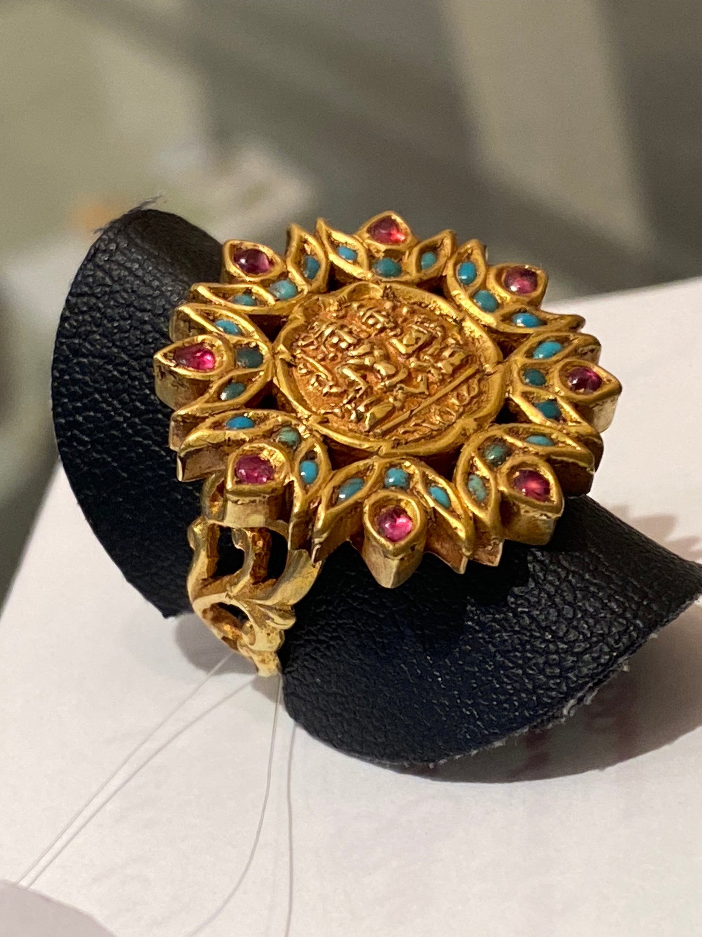 Bague ancienne Or 18cts rubis et turquoise