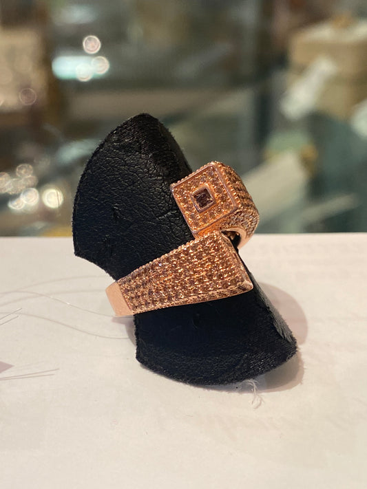 Bague zirconias/argent doré or rose