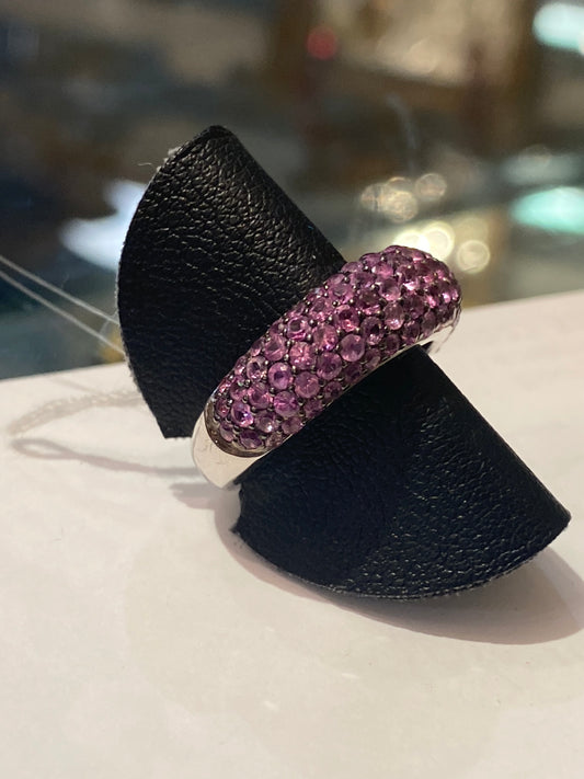Bague saphirs roses en argent
