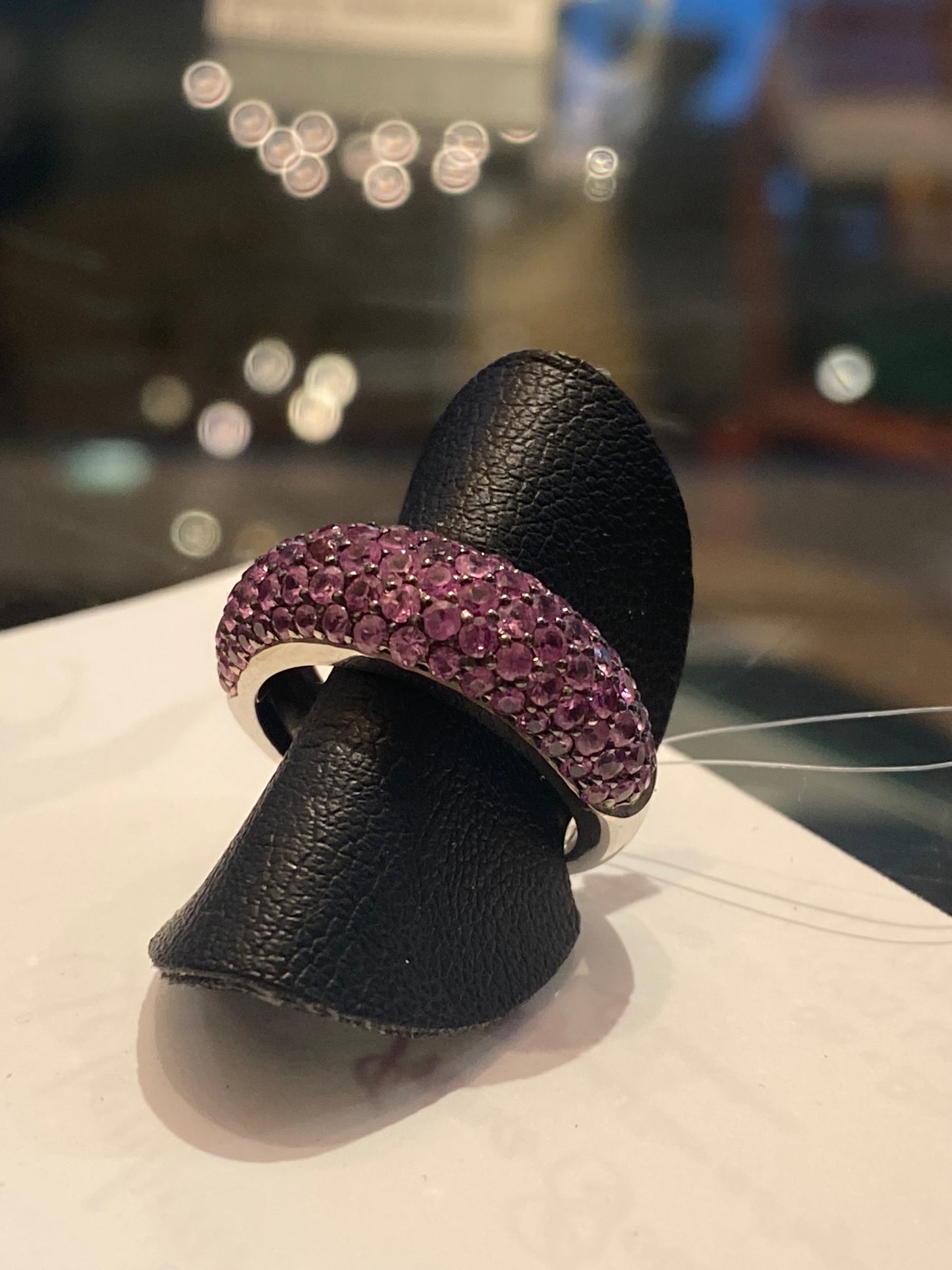 Bague saphirs roses en argent