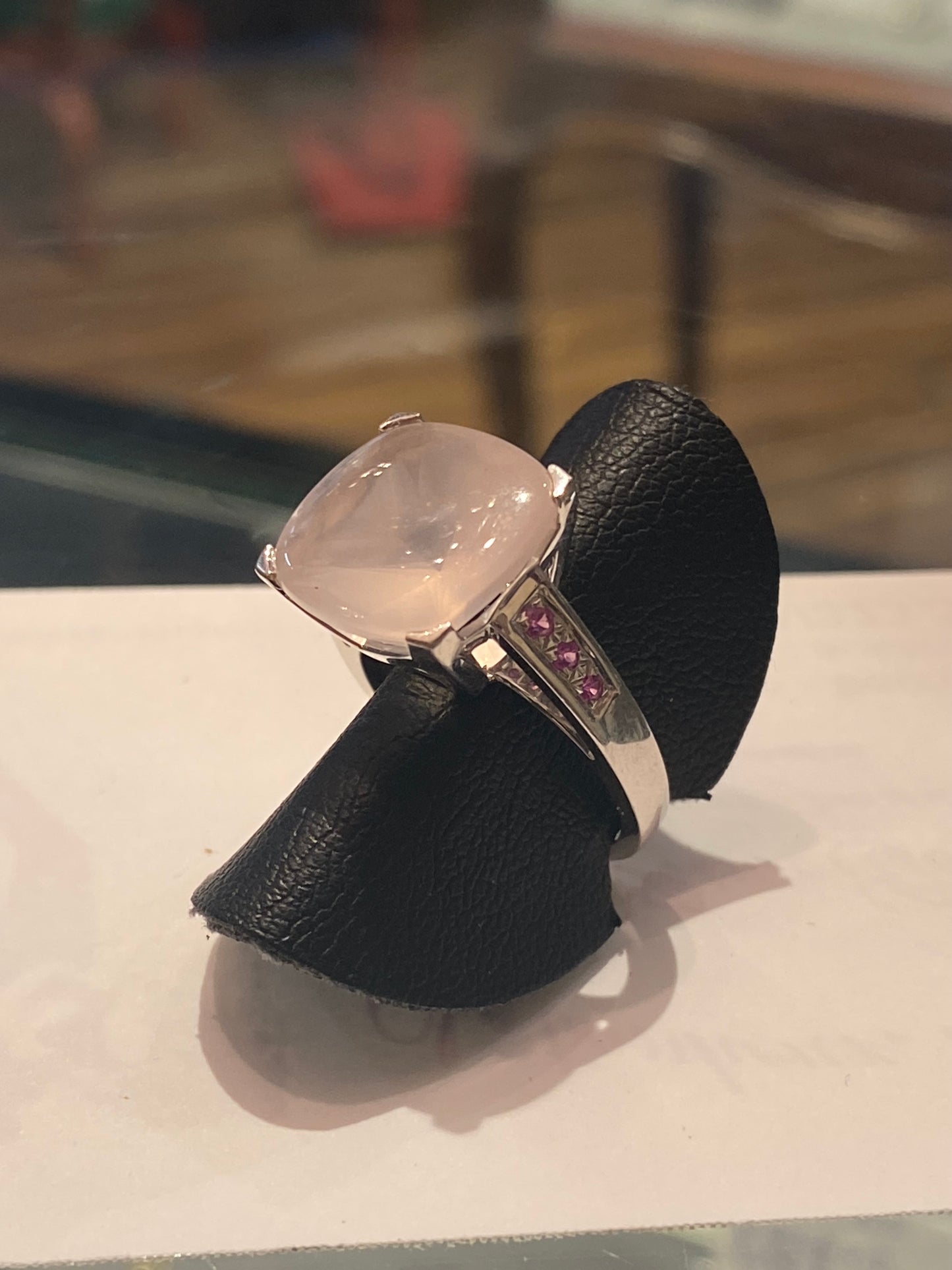 Bague mauboussin or 18cts quartz rose et rubis